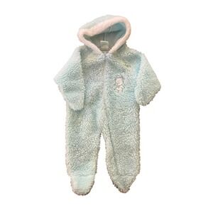 VTG '99 Basic Editions Baby Fleece Light Blue Teddy Bear Hooded Winter Snow Suit